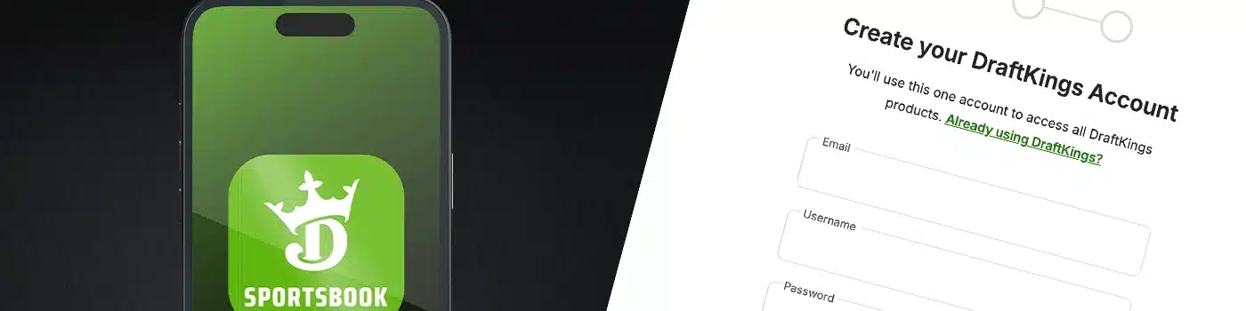 Maryland DraftKings Sportsbook app and account creation form desktop banner